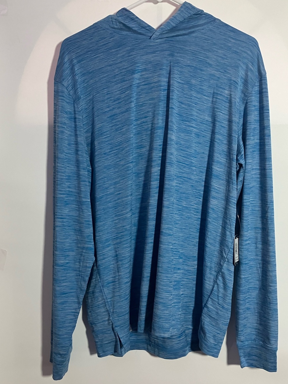 johnnie-O Heathered Light Blue Hooded Long Sleeve Pullover